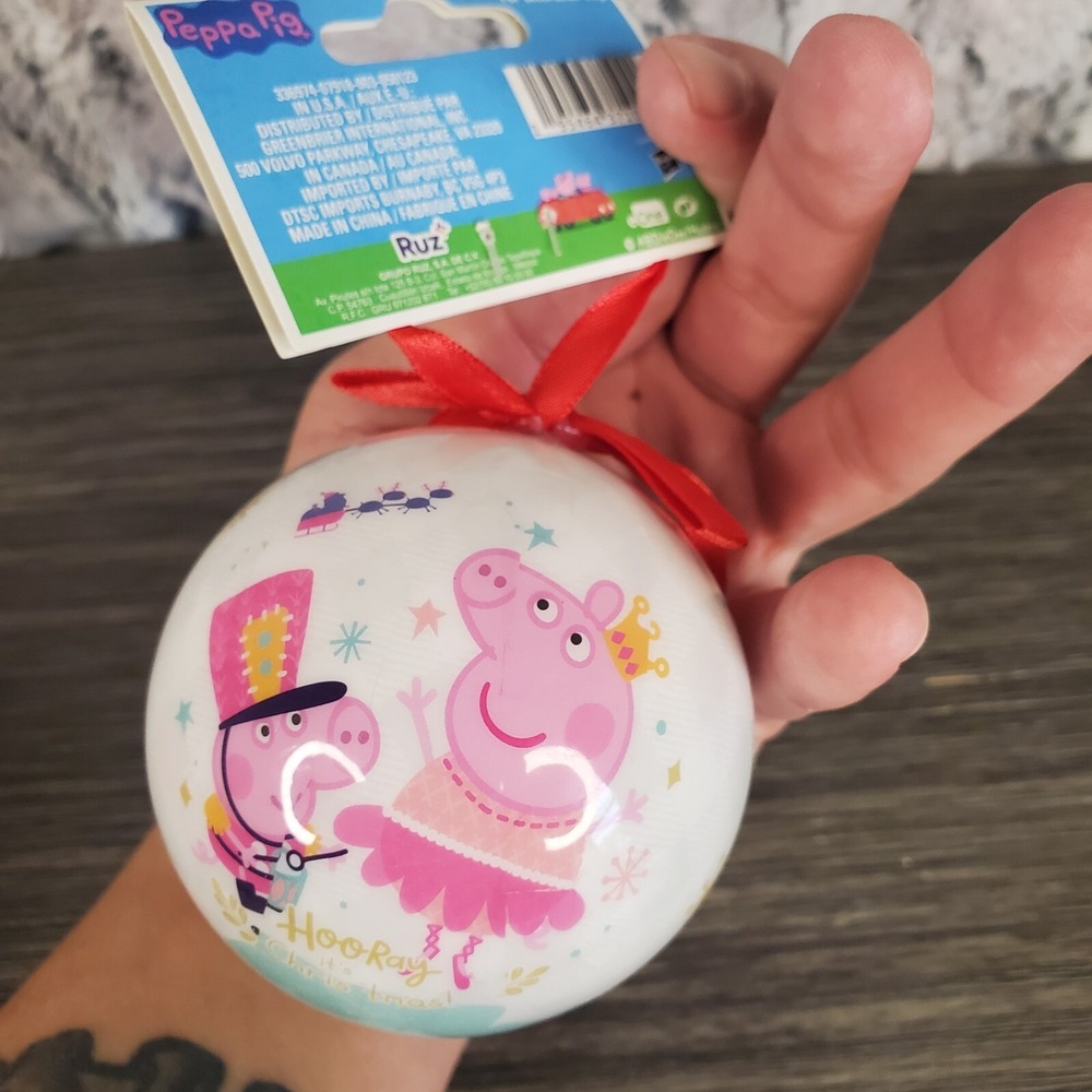 Hasbro Licensed Peppa Pig Globe Style Christmas Tree Ornament 3" Round